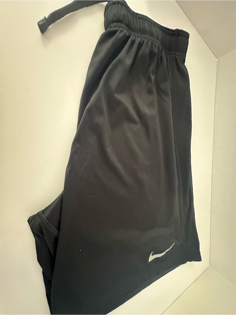 Nike Black Athletic Running Shorts with White Swoosh